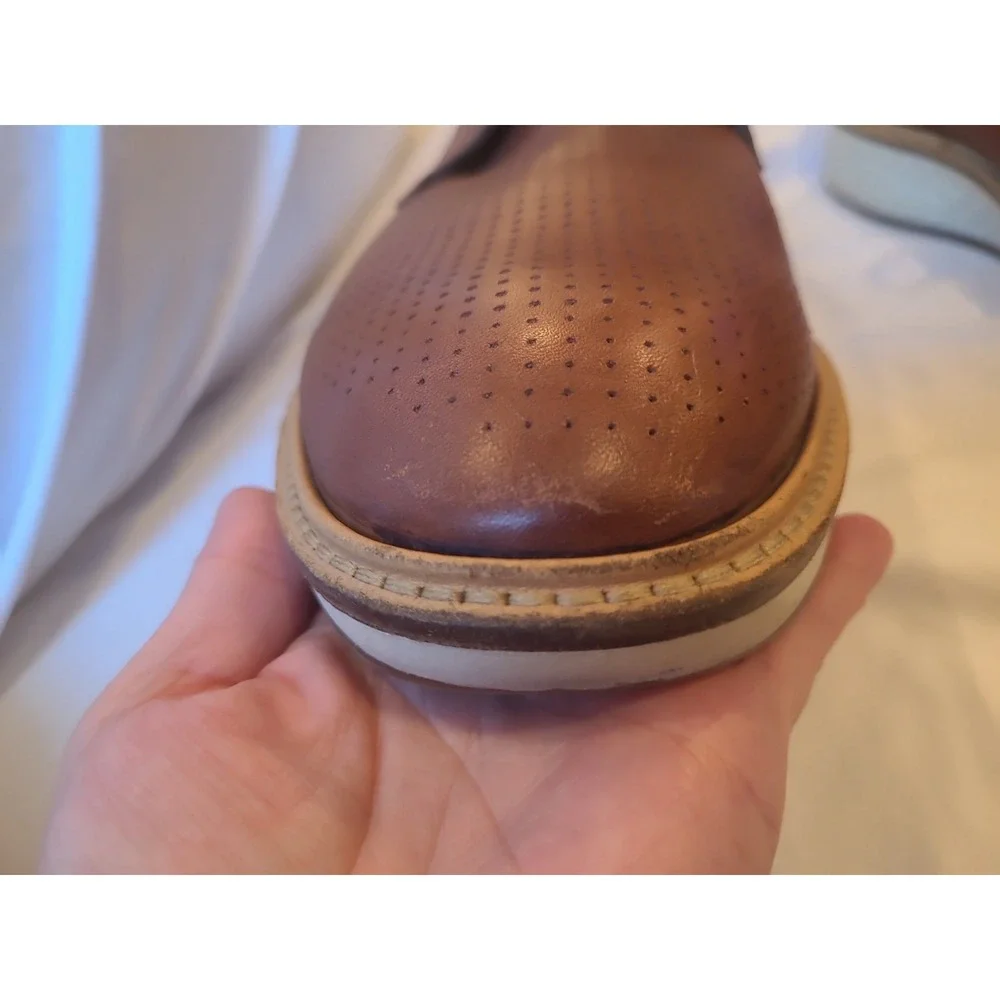 Ecco S.T.1 Men Oxfords Shoes Brown Leather Brogue Pattern For Ventilation